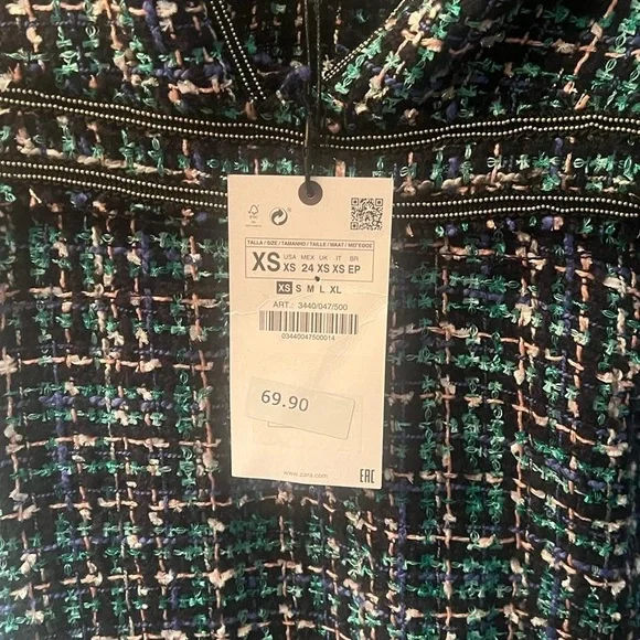 Zara Tweed Overall Dress XS - Picture 6 of 7